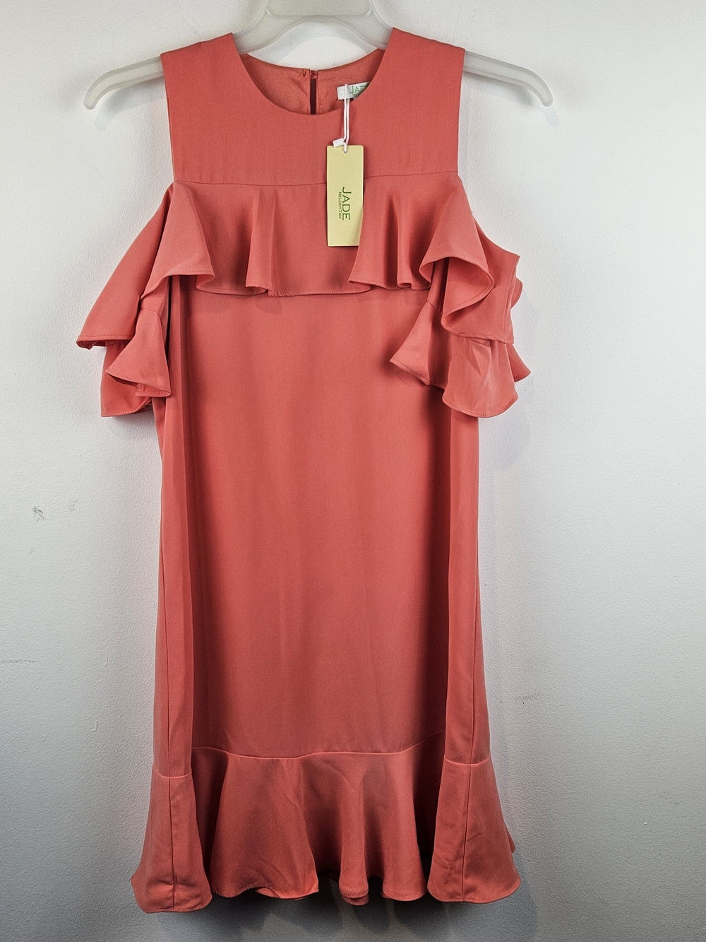 Jade Coral Ruffle Cold-Shoulder Dress NWT Size Medium